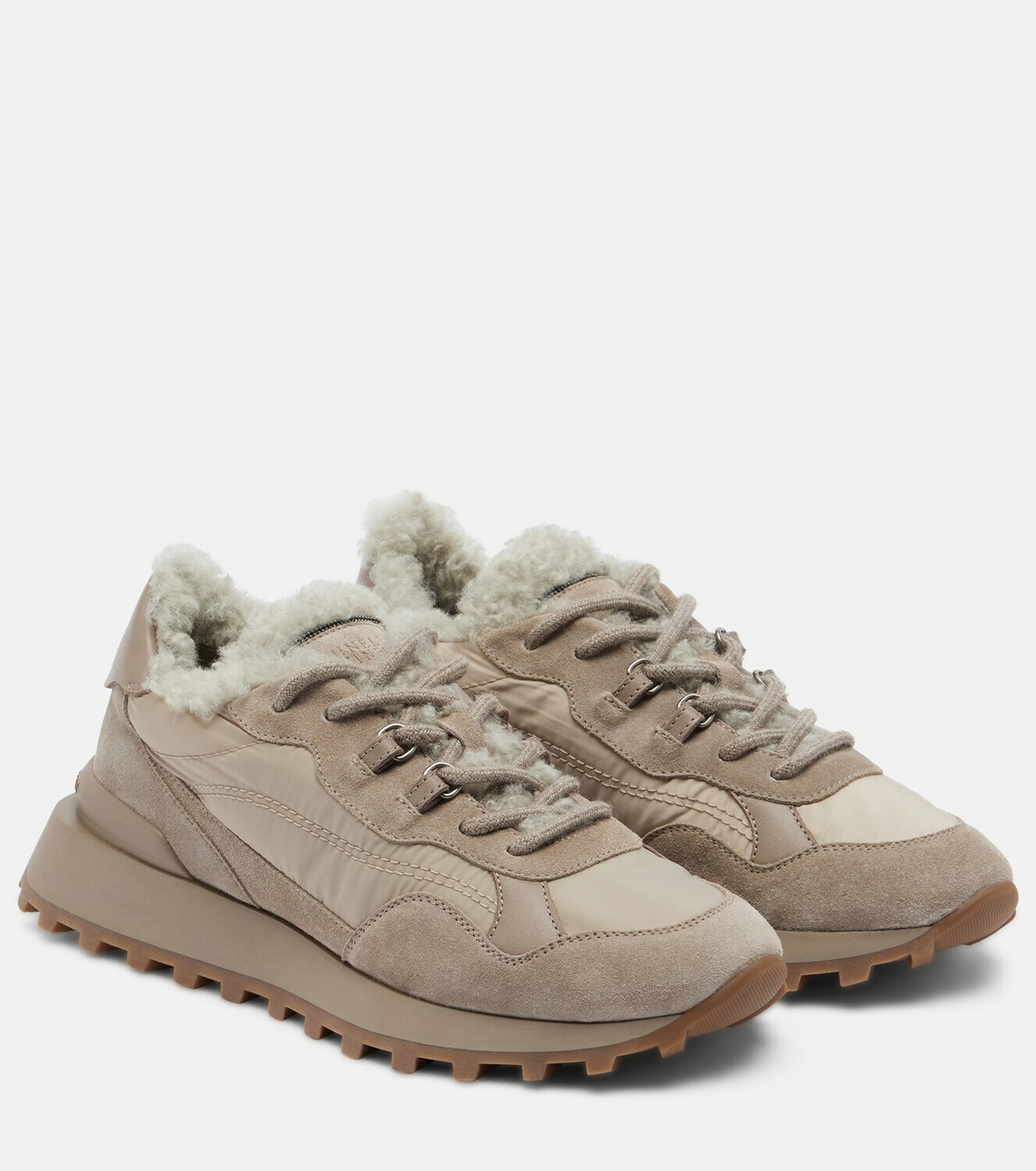 Brunello Cucinelli Shearling-trimmed sneakers