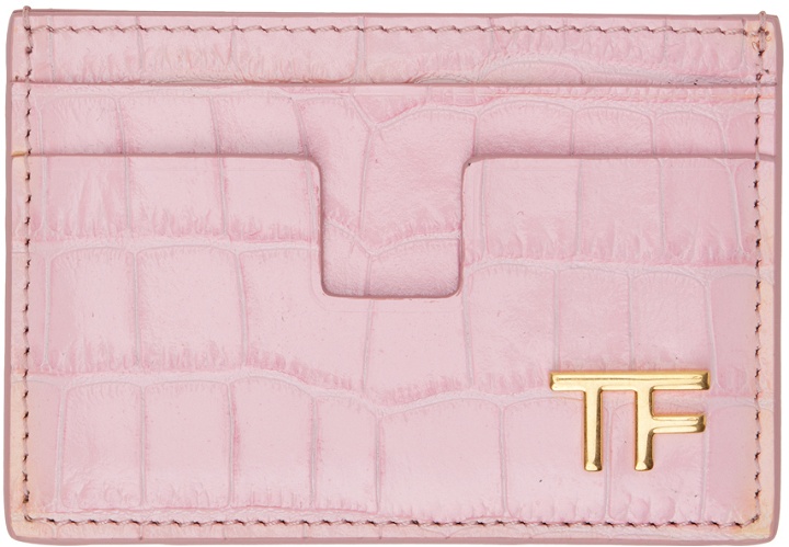 Photo: TOM FORD Pink Shiny Stamped Croc TF Card Holder