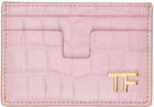 TOM FORD Pink Shiny Stamped Croc TF Card Holder