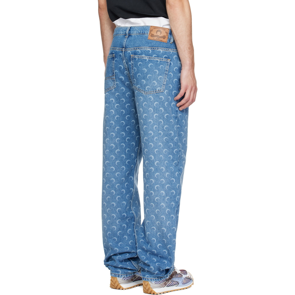 Marine Serre Blue Moon Laser Wash Denim Straight Jeans