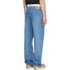 Marine Serre Blue Moon Laser Wash Denim Straight Jeans