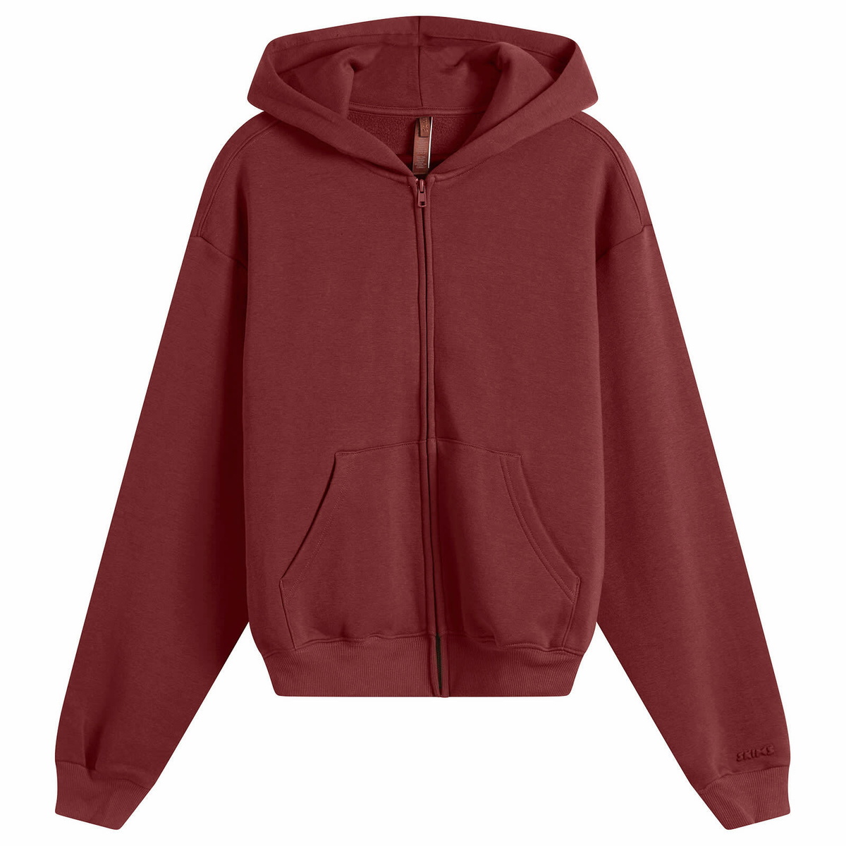 SKIMS Women's Cotton Fleece Classic Zip Up Hoodie in Merlot