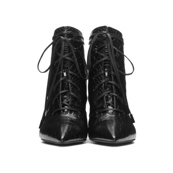 Saint laurent kiki lace best sale up booties