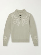 BODE - Blaze Embroidered Wool Polo Shirt - Green