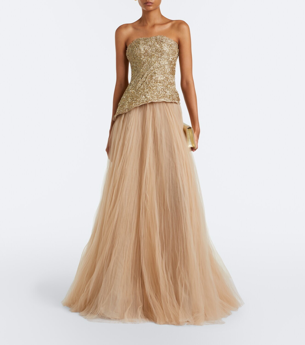 Marmar Halim Embroidered pleated tulle gown