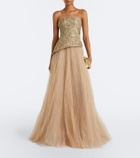 Marmar Halim Embroidered pleated tulle gown