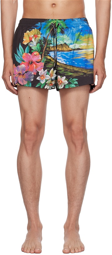 Photo: Dolce & Gabbana Black Printed Swim Shorts
