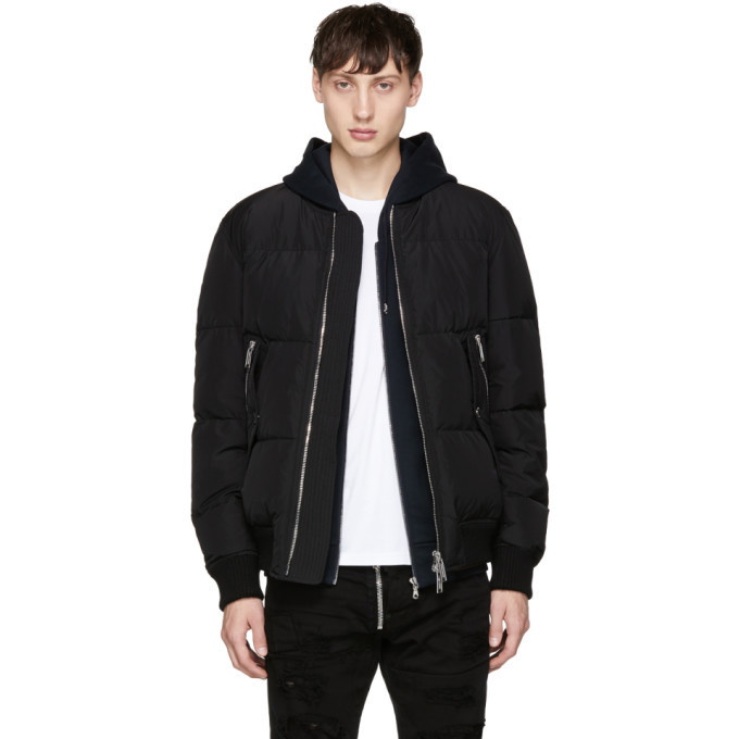 Photo: Dsquared2 Black Down Baseball Puffer Jacket