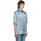 Balenciaga Indigo Satin Acid Wash Shirt