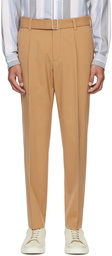 BOSS Tan Relaxed-Fit Trousers