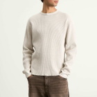 BEAMS Men's Waffle Crew Neck Sweatshirt in Oatmeal