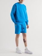 Abc. 123. - Straight-Leg Webbing-Trimmed Logo-Embroidered Cotton-Blend Jersey Drawstring Shorts - Blue