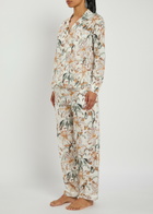 Desmond & Dempsey Floral-printed Cotton Pyjama set Cream
