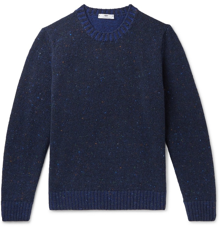 Photo: Inis Meáin - Donegal Merino Wool and Cashmere-Blend Sweater - Blue