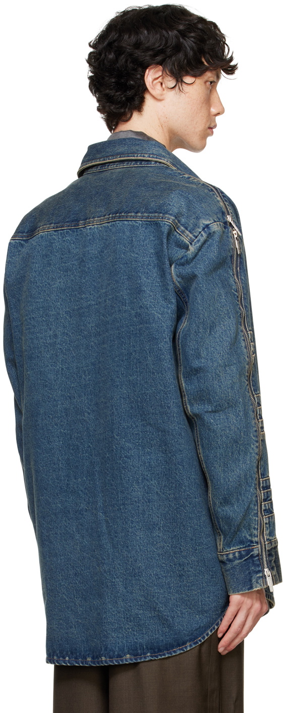 Feng Chen Wang Blue Zip Denim Jacket