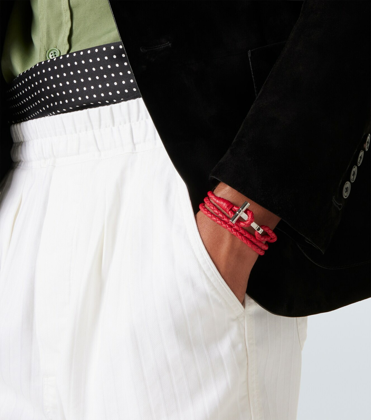 Tom Ford T braided leather bracelet