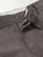 Sunspel - Straight-Leg Textured Wool-Blend Suit Trousers - Brown