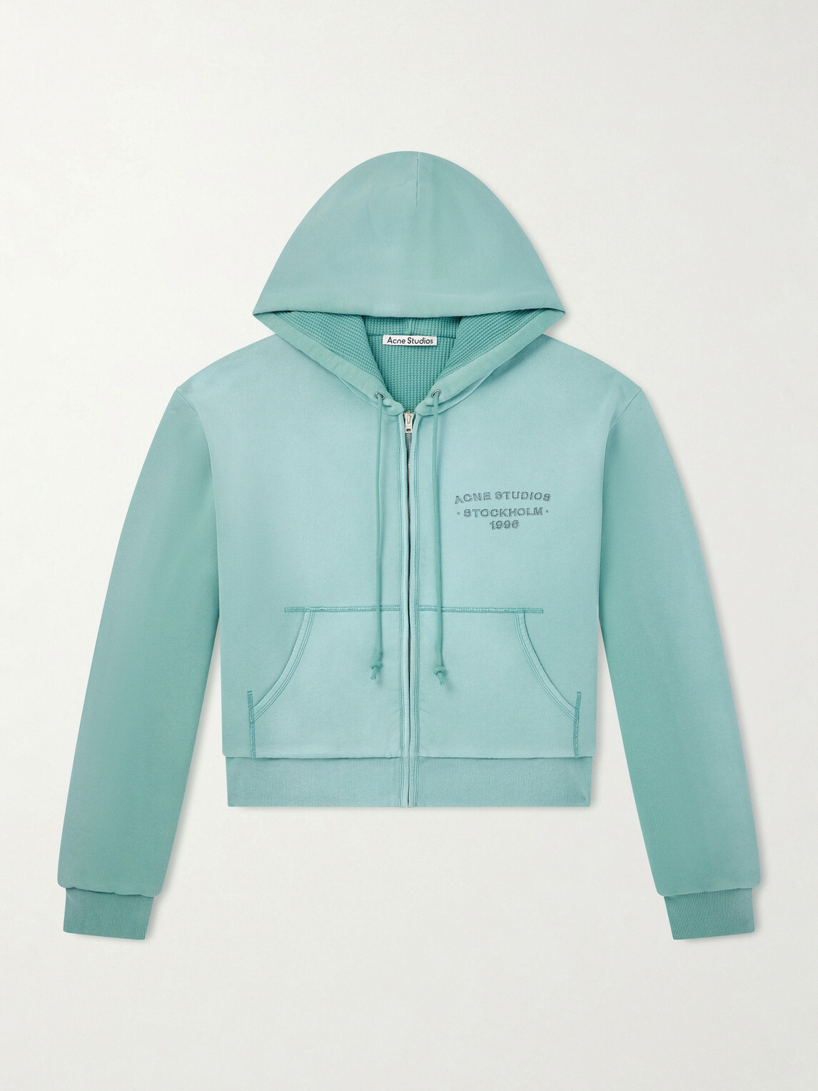 Acne Studios - Feida Cropped Logo-Print Cotton-Jersey Zip-Up