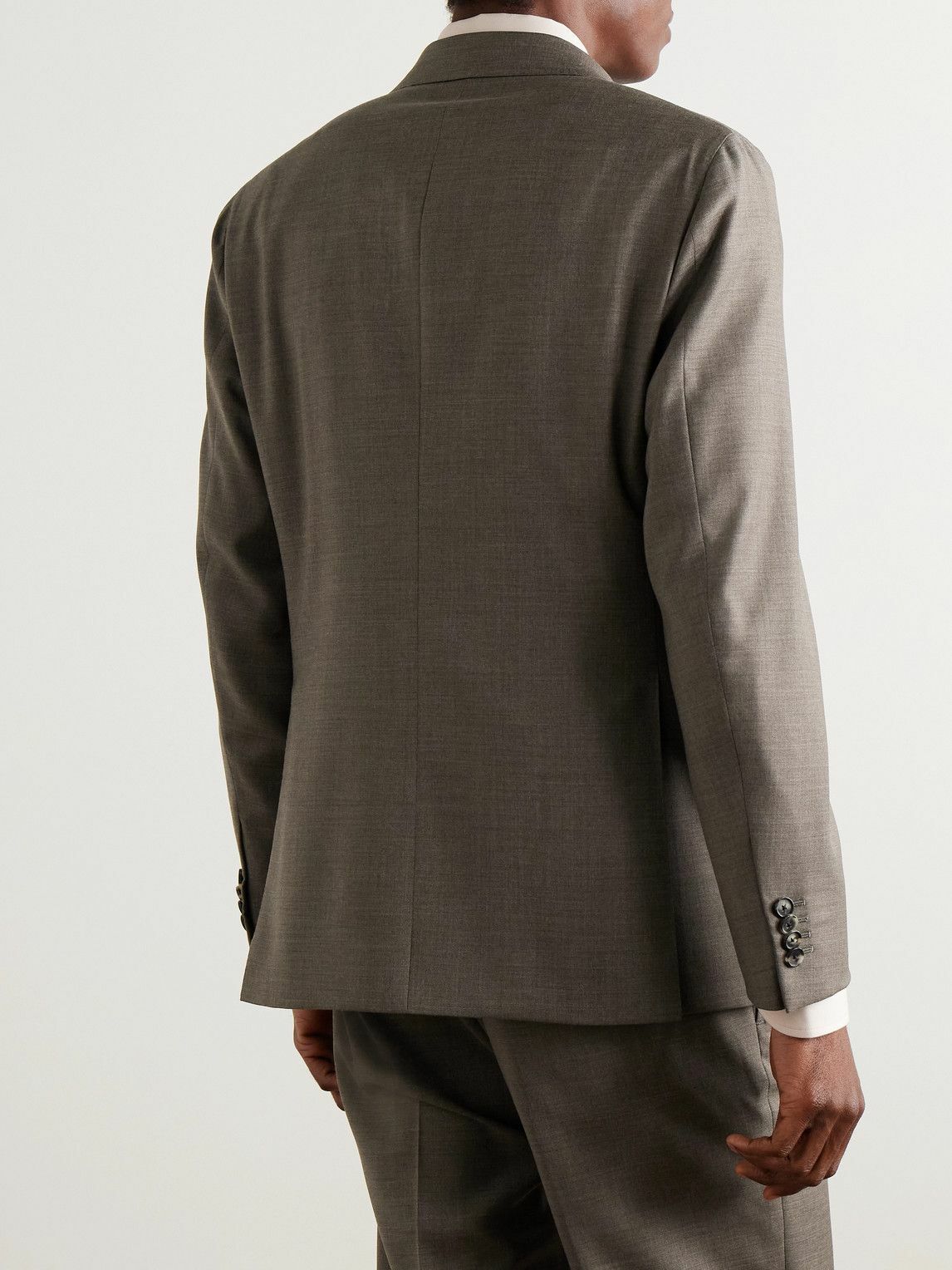 Caruso - Double-Breasted Wool-Twill Suit Jacket - Brown