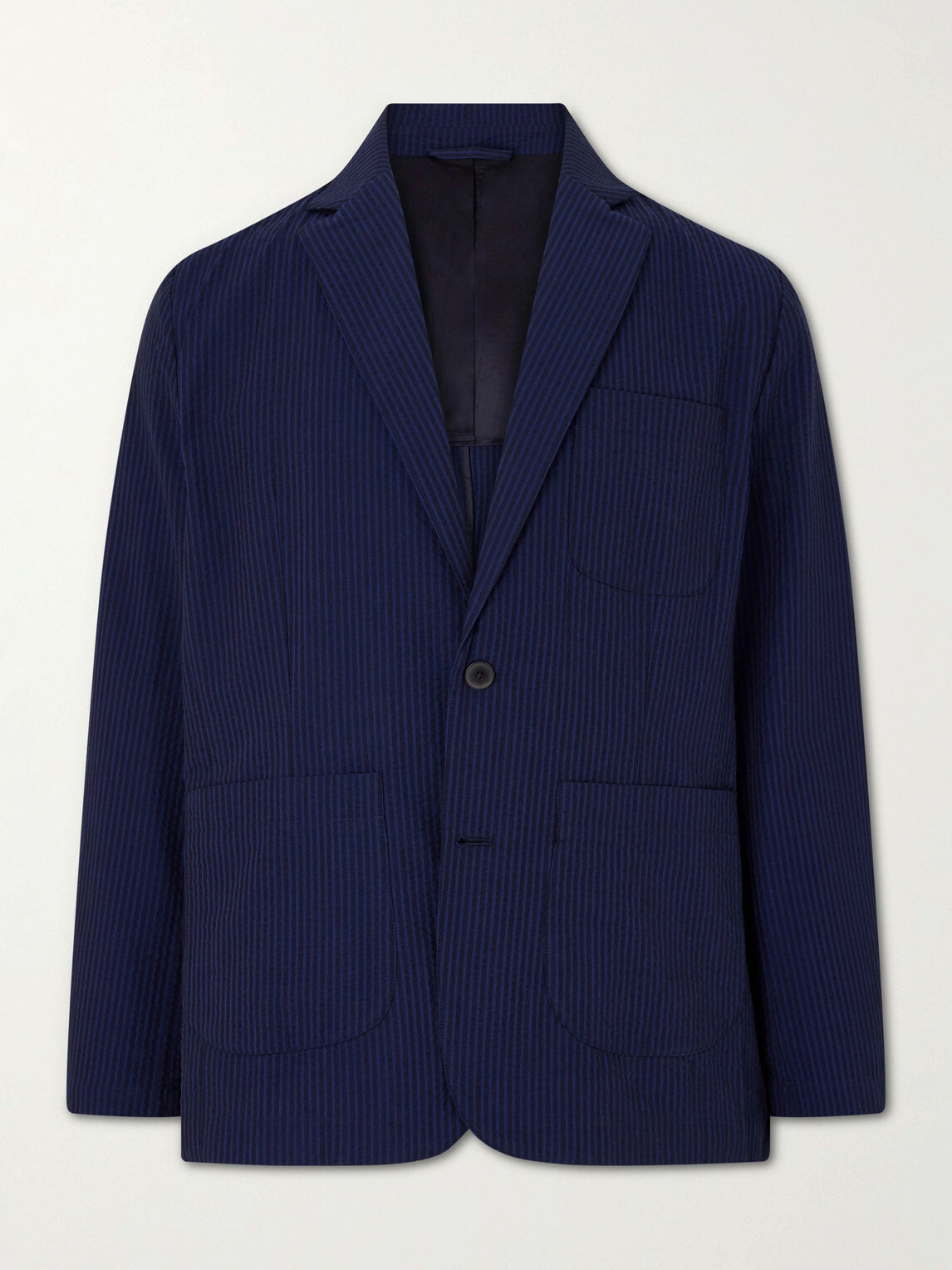 Portuguese Flannel - Atlantico Organic Cotton-Seersucker Suit Jacket - Blue