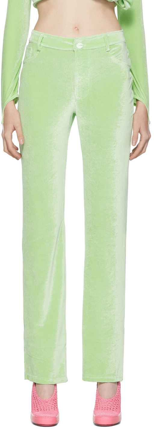 Maisie Wilen Green Velour Mockumentary Trousers