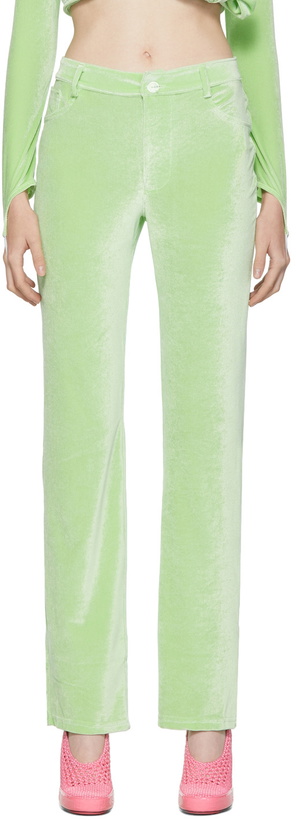 Photo: Maisie Wilen Green Velour Mockumentary Trousers