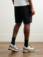 Stone Island - Straight-Leg Logo-Appliquéd Garment-Dyed Cotton-Jersey Drawstring Shorts - Black