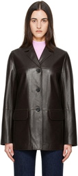 Loulou de Saison Brown NARI Straight Leather Jacket