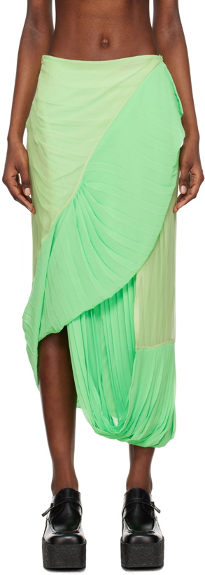 Photo: Dries Van Noten Green Asymmetric Midi Skirt