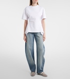 Alaïa Asymmetric cotton poplin peplum T-shirt