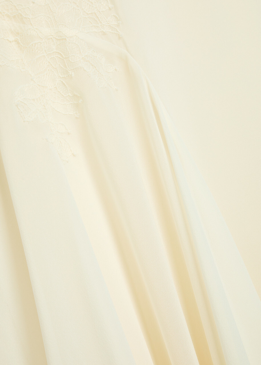 DE LA Vali Dia Embroidered Appliquéd Silk Maxi Dress Ivory