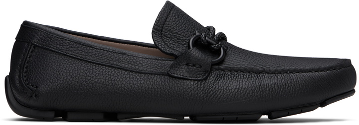 Photo: Ferragamo Black Gancini Ornament Driver Loafers