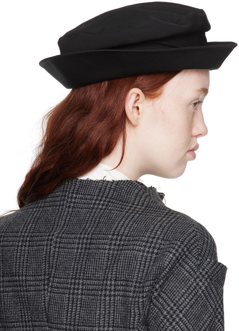 Yohji Yamamoto Black Draped Bucket Hat