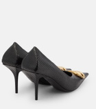 Balenciaga - Square Knife BB croc-effect leather pumps