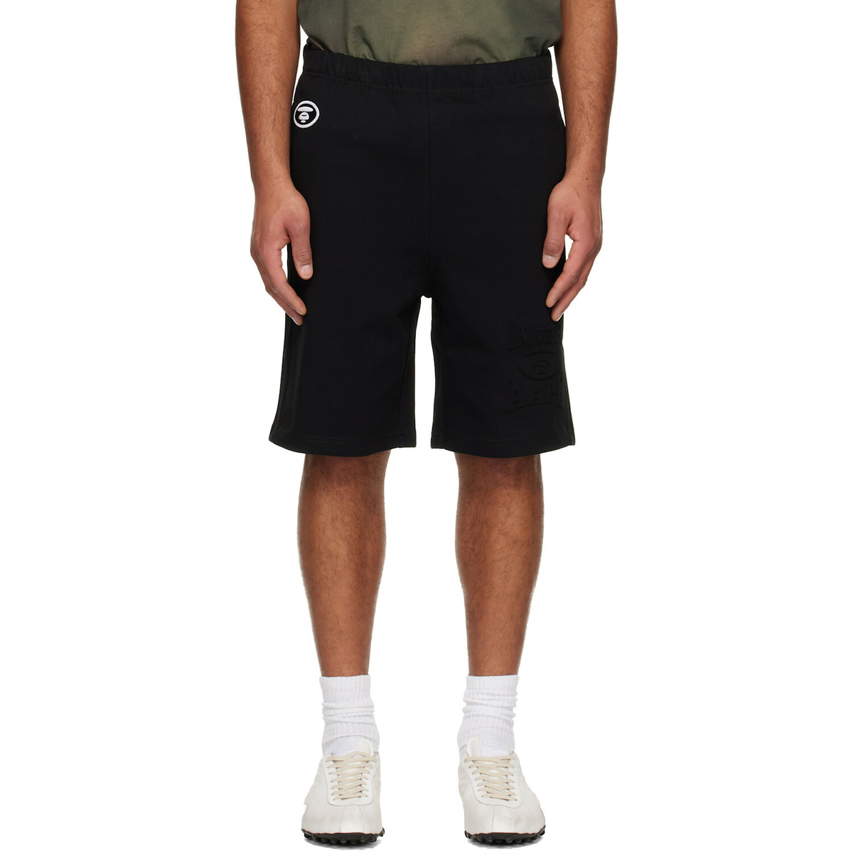 AAPE by A Bathing Ape Black 'AAPEUNVS' Moonface Logo Sweat Shorts