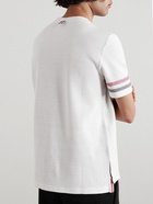 Thom Browne - Striped Cotton-Piqué T-Shirt - White