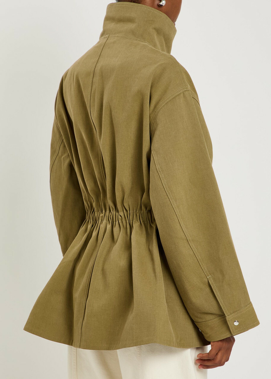 Rohe Sculptural Funnel-neck Cotton Safari Jacket Khaki