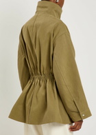 Rohe Sculptural Funnel-neck Cotton Safari Jacket Khaki