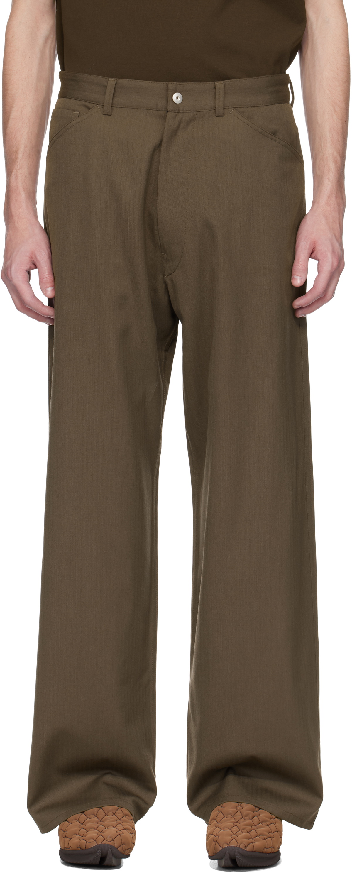 Omar Afridi Brown Wool Herringbone Trousers Omar Afridi