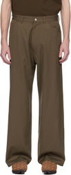Omar Afridi Brown Wool Herringbone Trousers