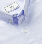 AMI - Button-Down Collar Logo-Appliquéd Cotton Oxford Shirt - Blue