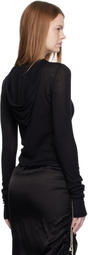 Rick Owens Black Concordians Cropped Rib LS Hoodie