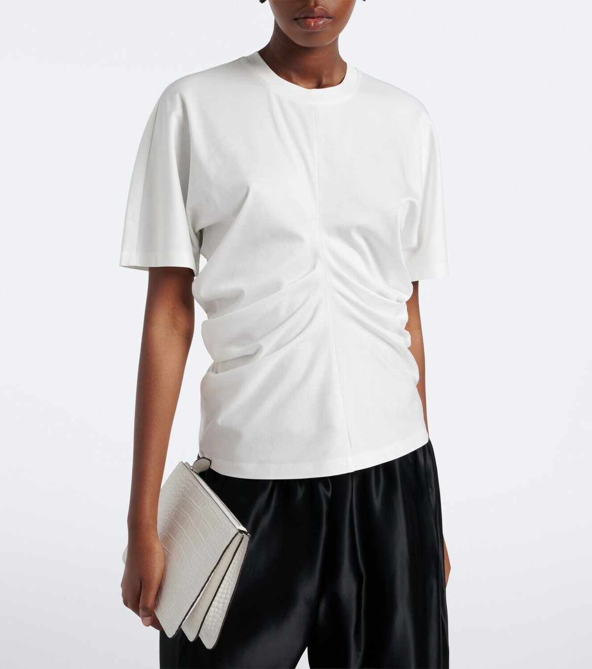 Róhe Gathered cotton and silk-blend t-shirt