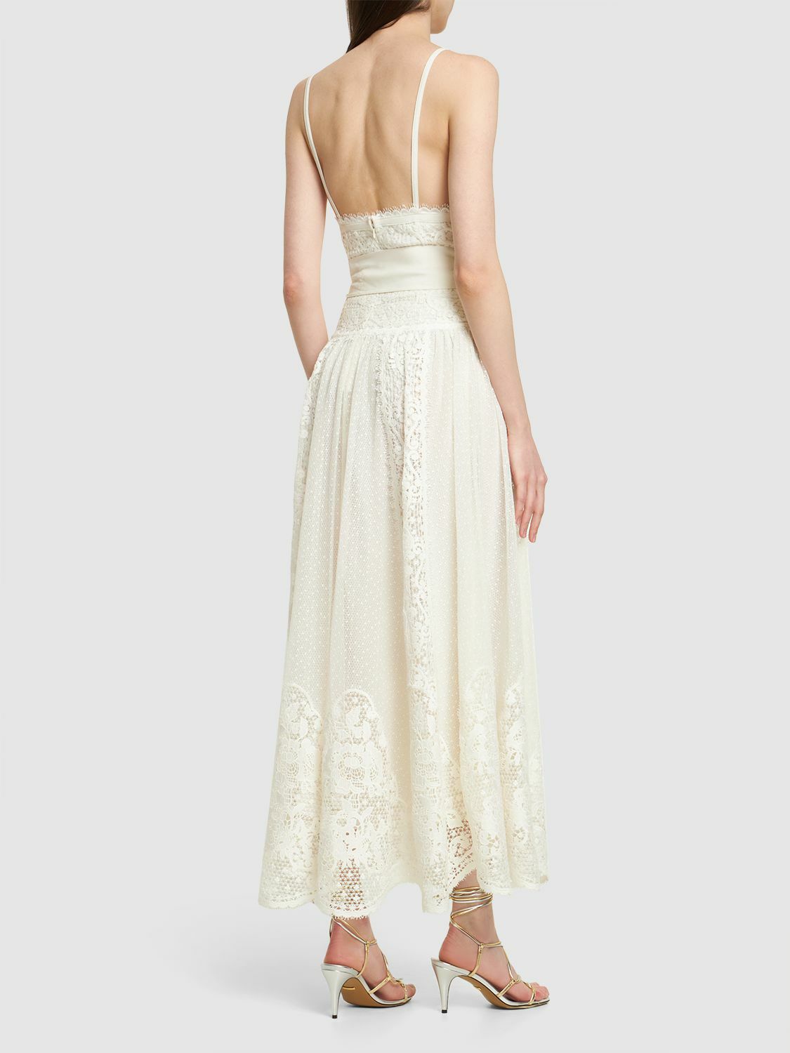 ELIE SAAB - Lace Macram V Neck Midi Dress Elie Saab ELIE SAAB - Lace Macram V Neck Midi Dress Elie Saab