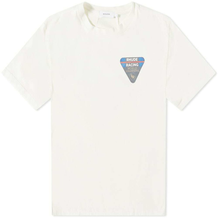 Photo: Rhude Men's Race Patch T-Shirt in Vtg White
