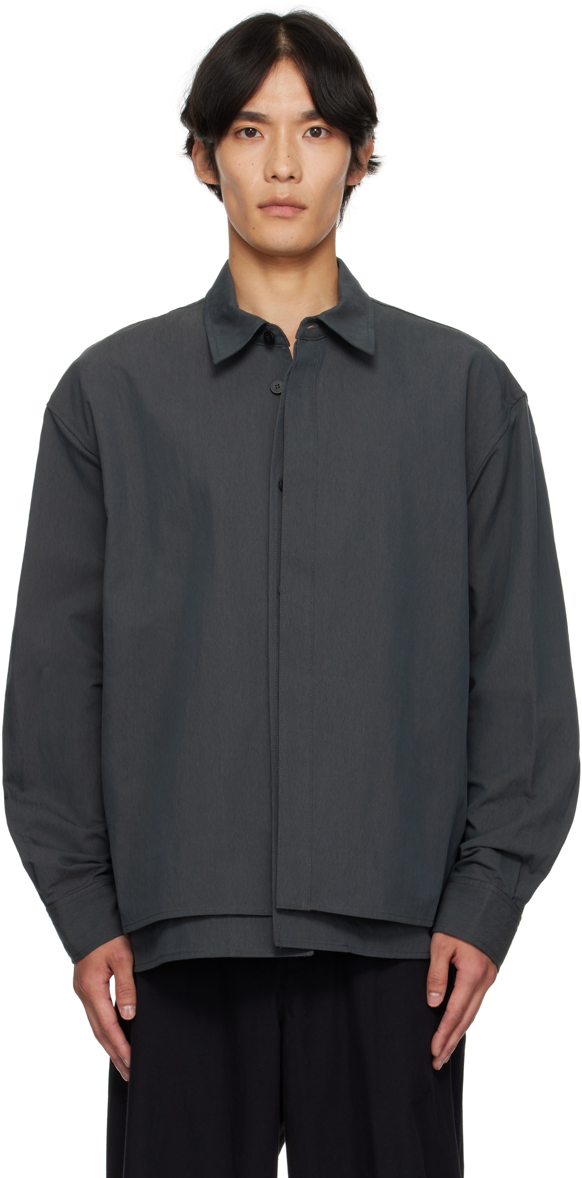 LE17SEPTEMBRE Gray Spread Collar Faux-Leather Jacket LE17SEPTEMBRE