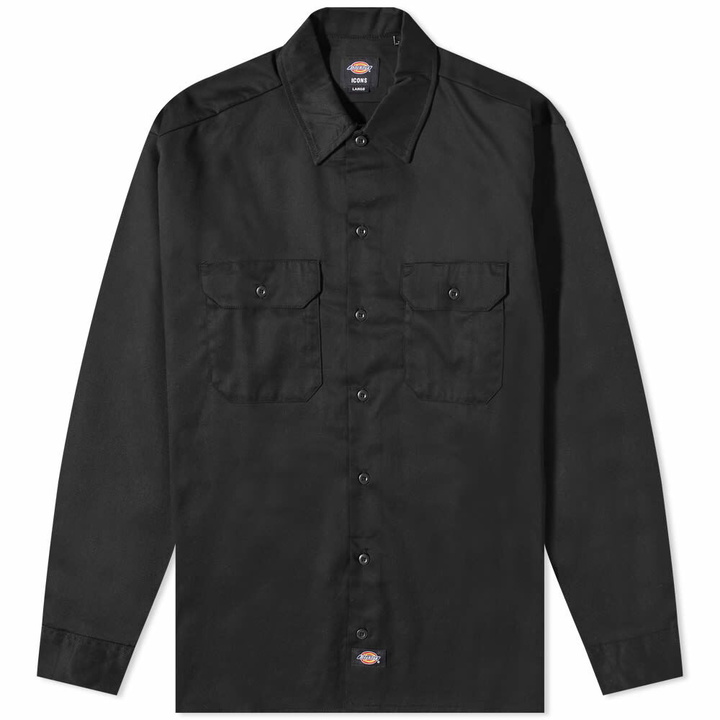 Photo: Dickies Men's Long Sleeve Work Shirt in Black