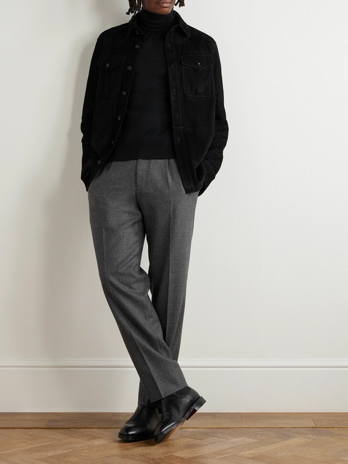 Zegna - Tapered Pleated Wool Trousers - Gray