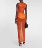 Giuseppe di Morabito Crystal-embellished mesh maxi skirt