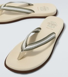 Brunello Cucinelli Leather-trimmed thong sandals